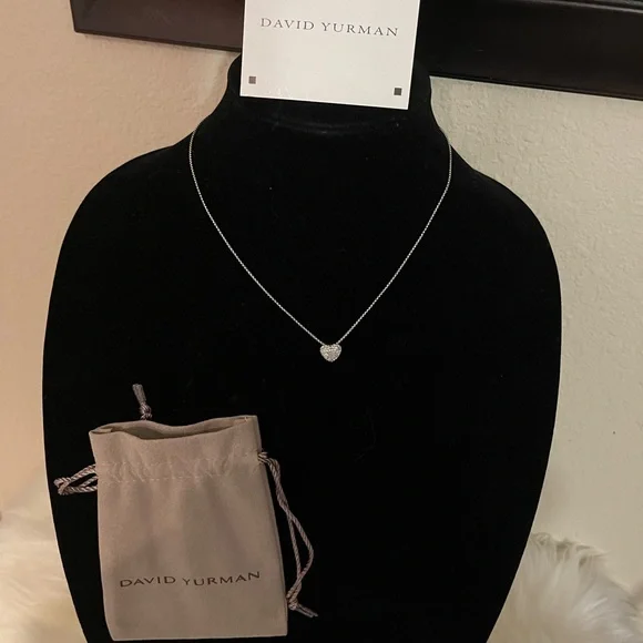 Chatelaine® Heart Necklace in Sterling Silver with Pavé Diamonds - Picture 2 of 3